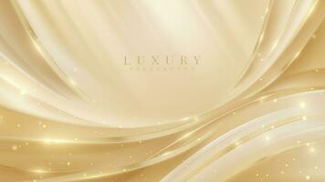 Cream colored luxury background with golden elegant ribbon with light effect with bokeh decoration. vector