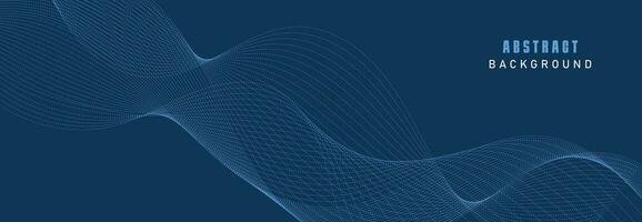 Vector Data Technology Background. Dotted Halftone Waves Connecting Dots and Lines on a Blue Background.