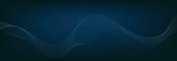 Abstract Banner Template with Blue wavy lines. Technology Banner. vector
