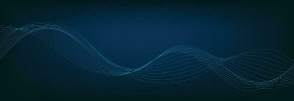 Abstract Banner Template with Blue wavy lines. Technology Banner. vector