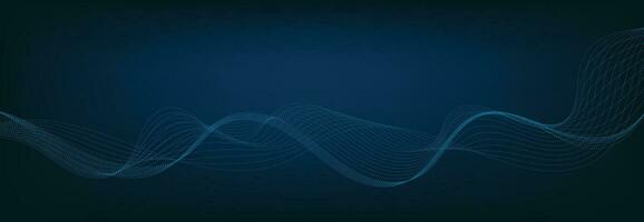 Abstract Banner Template with Blue wavy lines. Technology Banner. vector