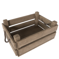 wooden crate with rope handles on a transparent background png