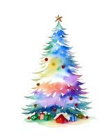 Watercolor abstract christmas tree on white background. photo