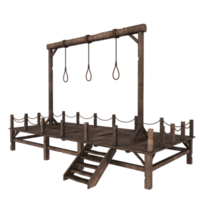 a wooden platform with ropes hanging from it png