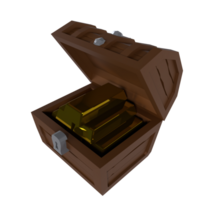 a chest with gold bars in it on a transparent background png