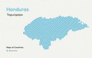 resumen mapa de Honduras en un circulo espiral modelo con un capital de tegucigalpa latín America colocar. vector