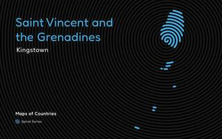 resumen mapa de Santo Vincent y el granadinas en un circulo espiral modelo con un capital de kingstown. latín America conjunto vector