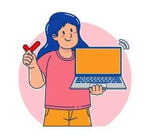 a woman carrying a laptop vector