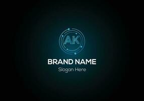 Abstract AK letter modern initial logo design vector