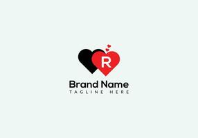 Abstract R letter modern initial lettermarks love logo design vector