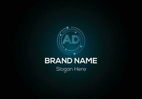 Abstract AD letter modern initial lettermarks logo design vector
