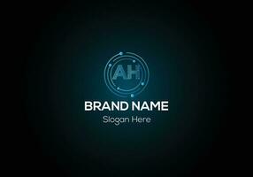 Abstract modern AH logo design template vector