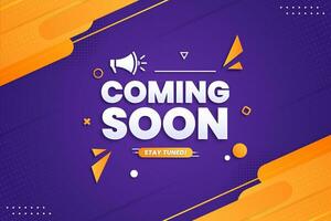 Coming soon with megaphone design on abstract background vector