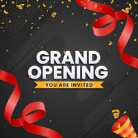 Grand opening coming soon with ribbon design on abstract background vector