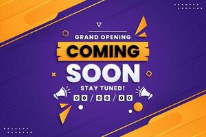 Coming soon with megaphone design on abstract background vector