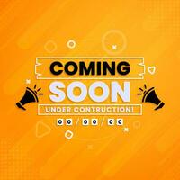 Coming soon with megaphone design on abstract background vector
