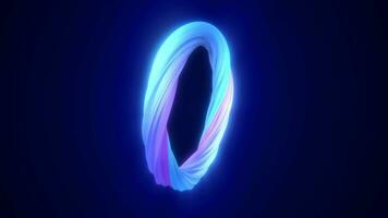 Abstract blue purple energy magic bright glowing spinning ring of lines, background video