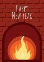 Fireplace postcard for Christmas and New year vector