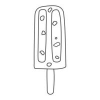 Ice cream in doodle style with dressing. Line art. Hand drawn vector frozen dessert