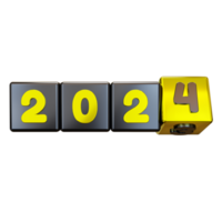 3d voltear cubo nuevo año 2024, nuevo año cubo cambio desde 2023 a 2024 png