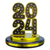 3D Luxury Gold New Year 2024 Podium png