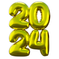 3d nuevo año 2024 globo en vertical png