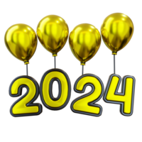 3D Flying Number 2024 New Year, Balloon Lift 2024 Typography for New Year Celebration png