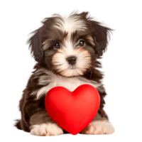 Havanese dog Puppy Pharaoh Hound Shih Tzu Valentine's Day, painted  Generative Ai png