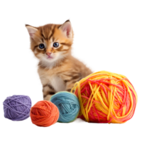 Cat Kitten Yarn Thread Crochet  Generative Ai png