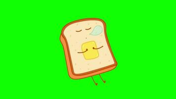 sleeping bread animation on green screen background video