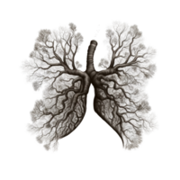 A drawing of a human lungs. Generative Ai png