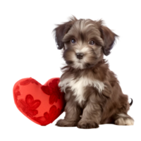 Beautiful havanese puppy with heart Generative Ai png