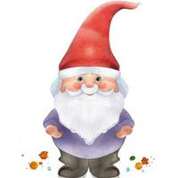 cute gnome santa claus cartoon hand draw cartoon style and christmas tree on white background, watercolor photo