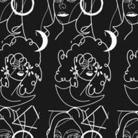 Seamless Pattern Woman Abstract Silhouette Vector Bundle. Stunning Hand-Drawn Minimalistic Abstract Designs of Faces, Hands, and Shape