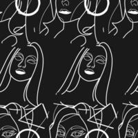 Seamless Pattern Woman Abstract Silhouette Vector Bundle. Stunning Hand-Drawn Minimalistic Abstract Designs of Faces, Hands, and Shape