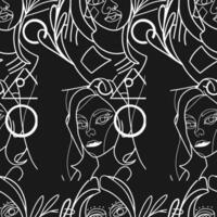 Seamless Pattern Woman Abstract Silhouette Vector Bundle. Stunning Hand-Drawn Minimalistic Abstract Designs of Faces, Hands, and Shape
