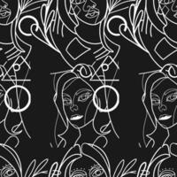 Seamless Pattern Woman Abstract Silhouette Vector Bundle. Stunning Hand-Drawn Minimalistic Abstract Designs of Faces, Hands, and Shape