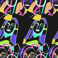 Seamless Pattern Woman Abstract Silhouette Vector Bundle. Stunning Hand-Drawn Minimalistic Abstract Designs of Faces, Hands, and Shape