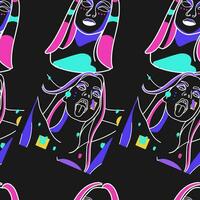 Seamless Pattern Woman Abstract Silhouette Vector Bundle. Stunning Hand-Drawn Minimalistic Abstract Designs of Faces, Hands, and Shape