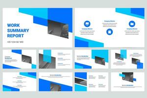 Blue modern business work report slide presentation template vector