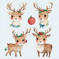 christmas reindeer with red ribbon photo