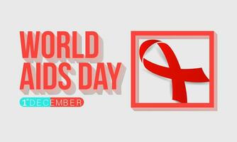 World AIDS Day Awareness Background Red banner Ribbon and Global Support Vector Illustration. background, banner, card, poster design.