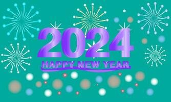 New Year's Eve 2024 Countdown Celebration and Party Concept with Fireworks, Champagne, and Festive Fun. Holiday greeting card, background, banner, card, poster design. vector