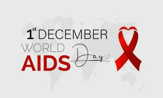World AIDS Day Awareness Background Red banner Ribbon and Global Support Vector Illustration. background, banner, card, poster design.
