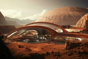 Advanced Colony base Mars. Generate Ai photo