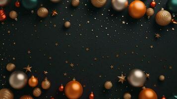 Merry Christmas design with Christmas balls. Banner, background, poster, festive photo