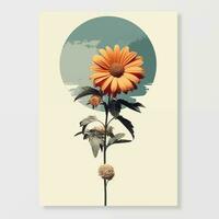 Floral vintage collage. Design of cards, posters, banners in retro style. Creative art photo