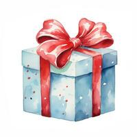 acuarela caja con regalo, Navidad sorpresa, ilustración en blanco antecedentes foto