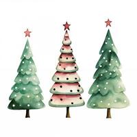 Watercolor set with Christmas trees photo