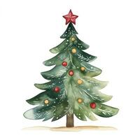 Watercolor illustration of a Christmas tree. Isolated clipart on white background photo